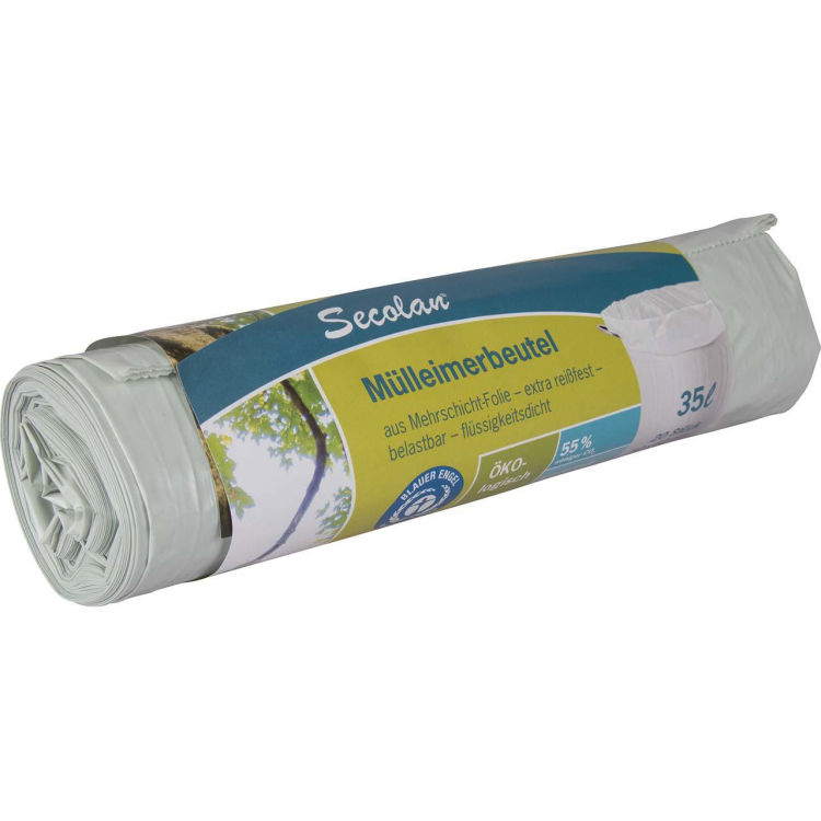 Secolan Mülleimerbeutel 35 Liter, 20 Stück, 25 µ, weiß