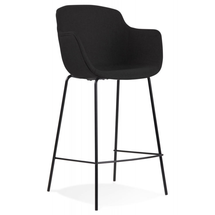 Mittelhoher Snackhocker FORTI MINI aus schwarzem Stoff