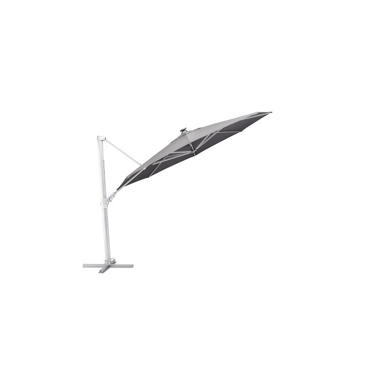 Ampelsonnenschirm EASY SWING Ø 350 cm, UPF 50+, inkl. Abdeckhaube und Schirmständer, Aluminium/Polyester mit Teflon Beschichtung mit Beleuchtung