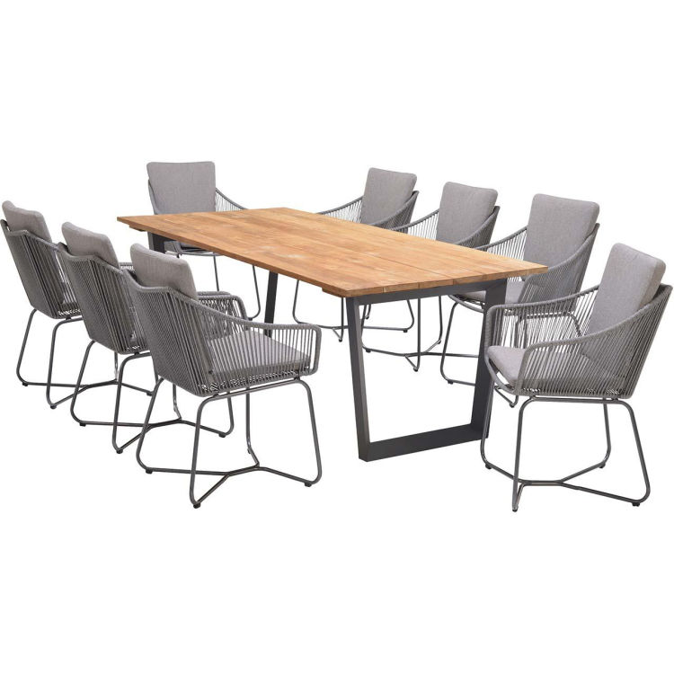 Gartenmöbel-Set 'Opal' 8 Stühle, 1 Tisch 216 x 99