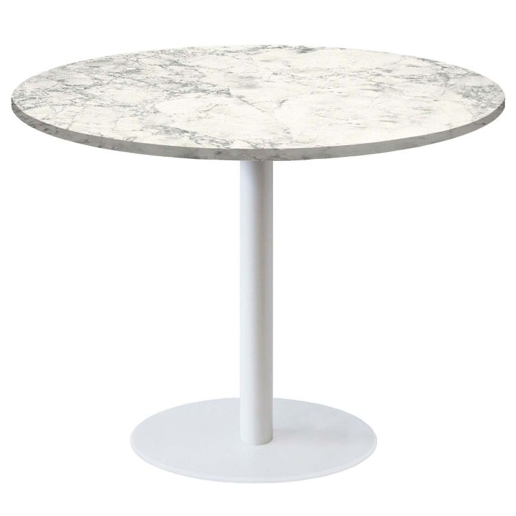 Table Rome XL ronde pied blanc - décors bois & pierres