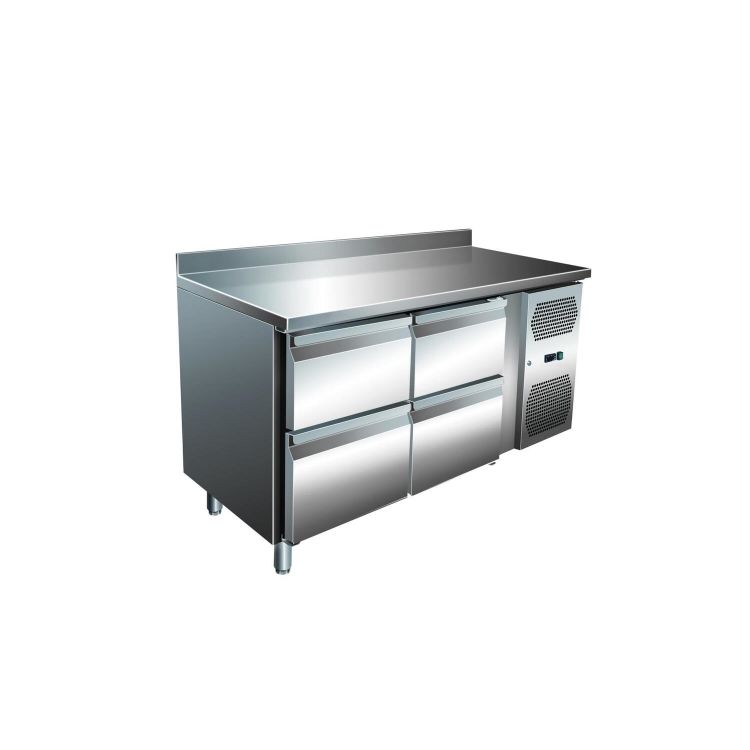 VIP Kühltisch mit 2 x 2 Schubladen und Aufkantung  -2 bis +8°C 1.360x700x960 mm