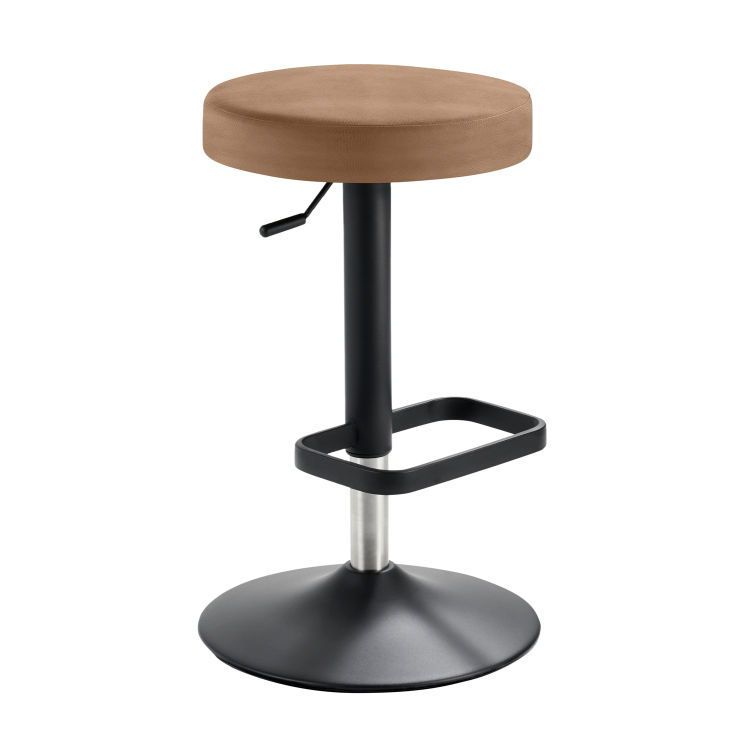 Barhocker Tresenhocker Tellersitz, höhenverstellbar, Mikrofaser in Lederoptik