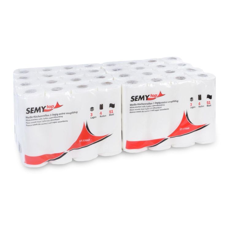 Küchenrolle, Zellstoff, 3-lagig, 51 Blatt, hochweiss