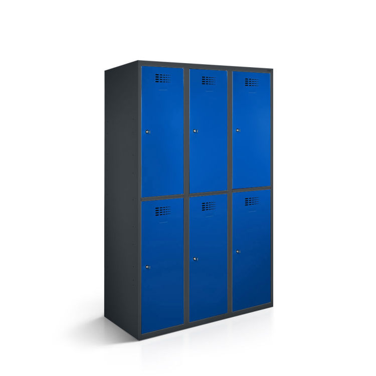 Garderobenspind 6 Türen mit anthrazitgrauem Korpus