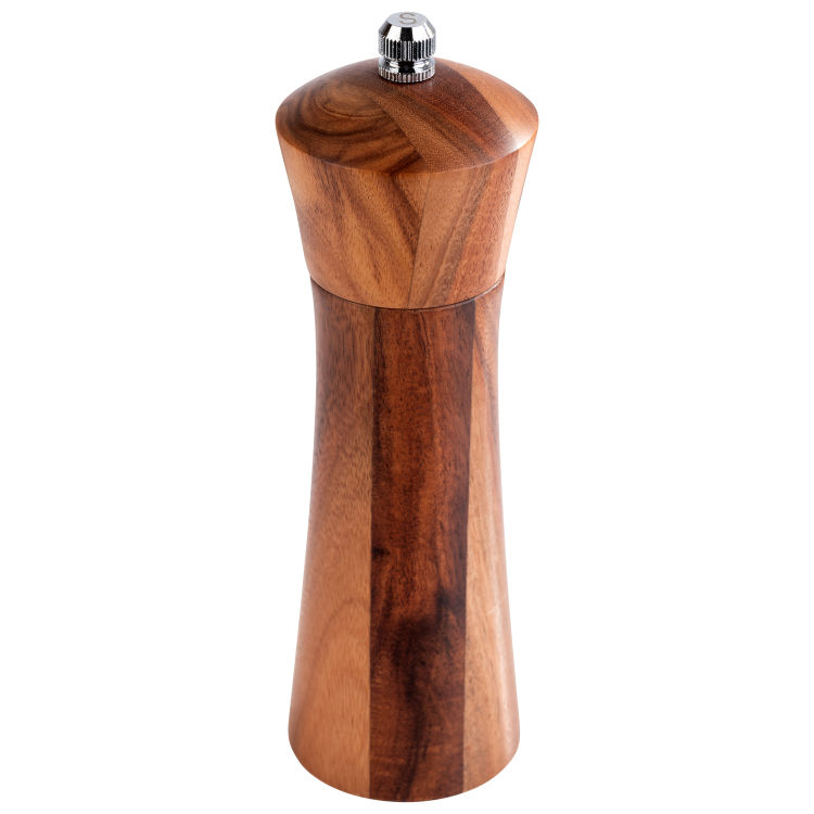 Salzmühle Ø 5 cm, H: 17 cm Akazienholz Mahlwerk aus Edelstahl Schaft aus Edelstahl