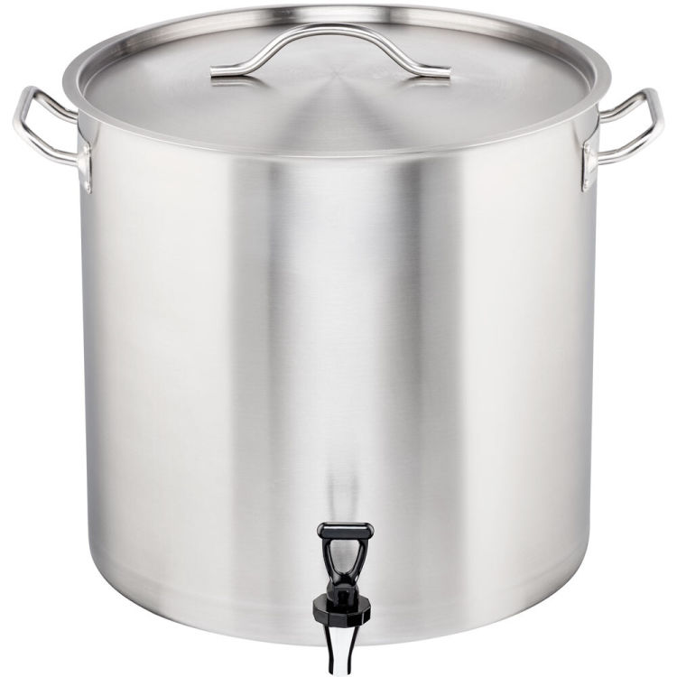 Marmite en inox avec couvercle et robinet de vidange