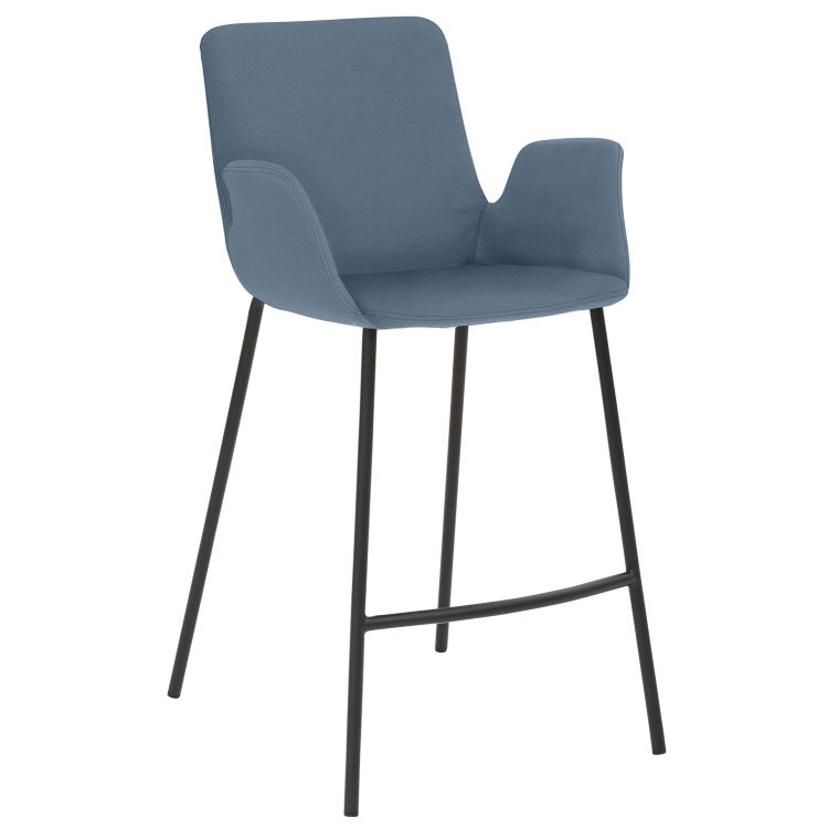 Tresenhocker mit Armlehnen, Vierfuß-Gestell, Mikrofaser in Lederoptik Gestell schwarz