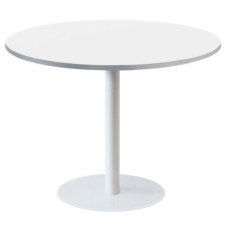 Table Rome XL ronde pied blanc - décor bois