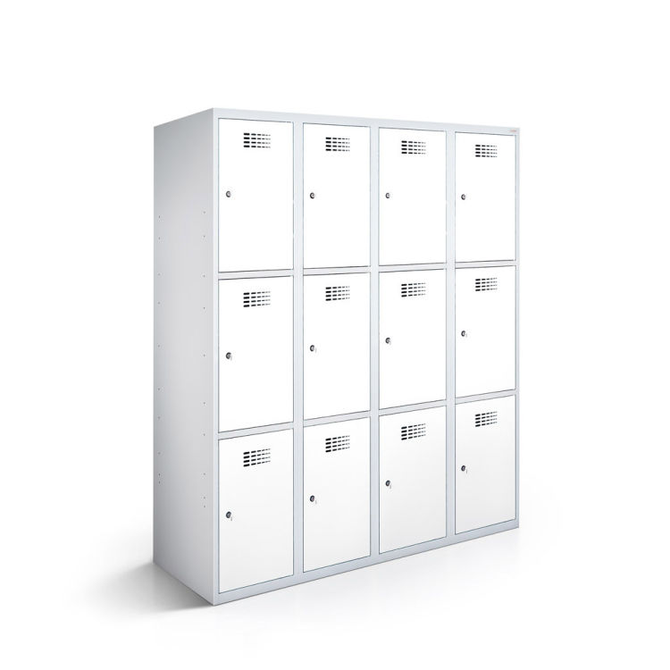 Fächerschrank 12 Fächer 4x3 mit lichtgrauem Korpus