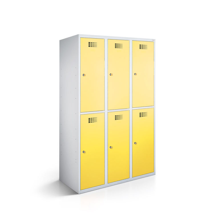 Garderobenspind 6 Türen mit lichtgrauem Korpus