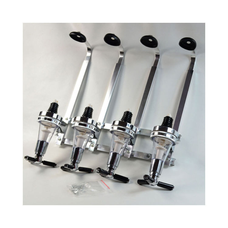 Flaschenhalter mit 30 ml Dosierausgießer, Regalmontage, für vier Flaschen, H. 240 bis 350 mm