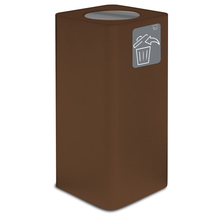 Stil Casa PURE Abfallsammelbehälter, Stahl lackiert, 38x38xh. 80 cm, mit Magnetpiktogramm, Kippdeckel, 100 Liter, grau.