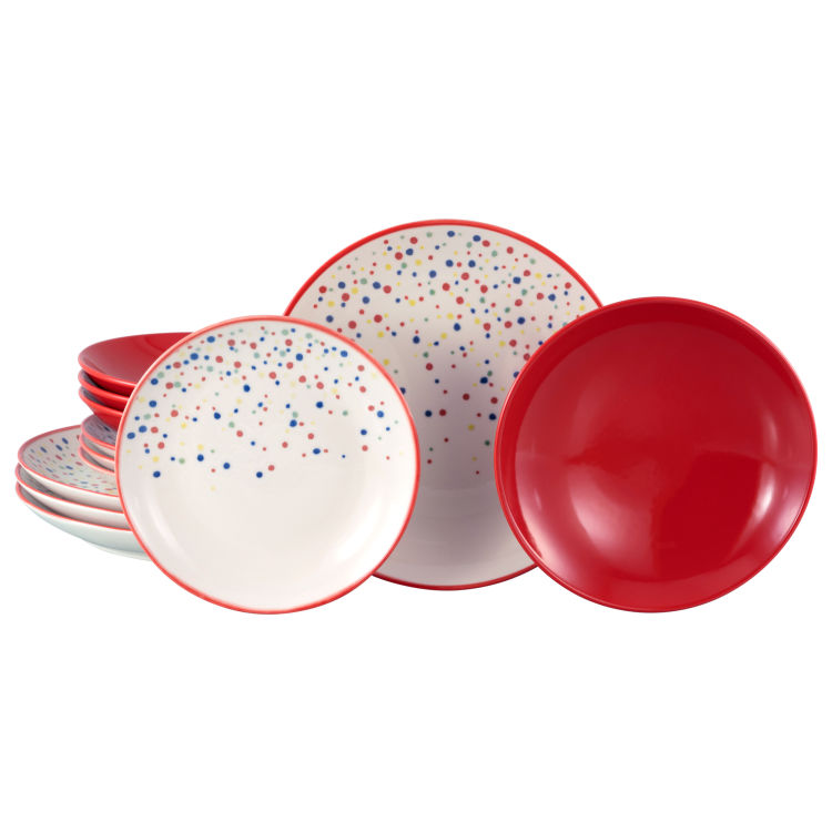 Joy Rot-bunt -  Tellerset 12-tlg