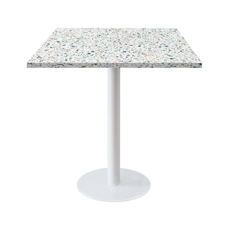 Table Rome carrée pied blanc - décors bois & pierres