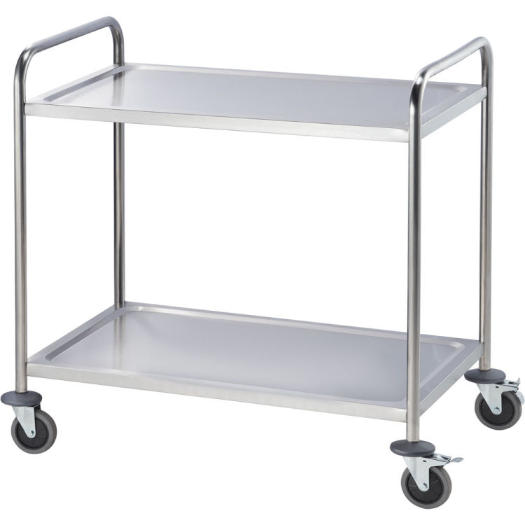 Chariot de service en inox, avec deux étagères, 860 x 540 x 940 mm (l x p x h)
