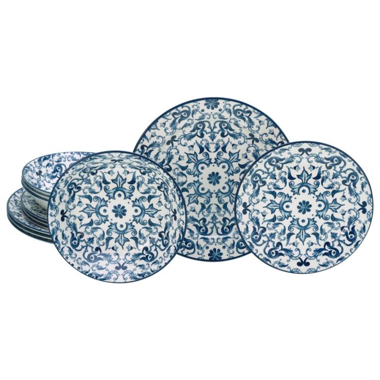 Fresco blau WL -  Tellerset 12-tlg