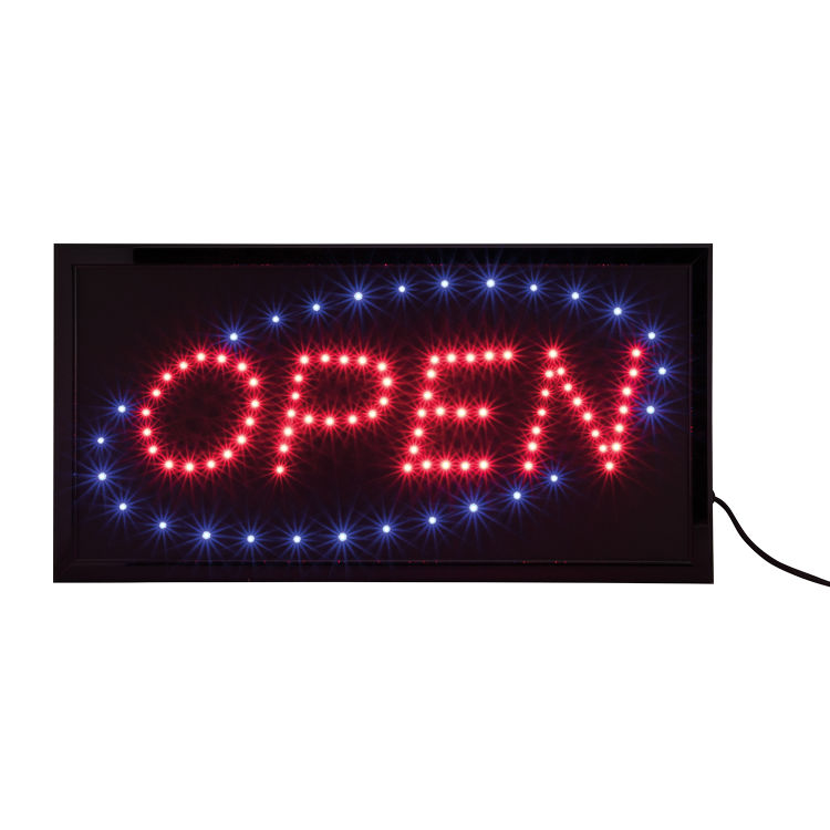 Insegna LED Open - Illuminazione LED RGB con diversi programmi - Adattatore 220 V AC - Cavo da 130 cm