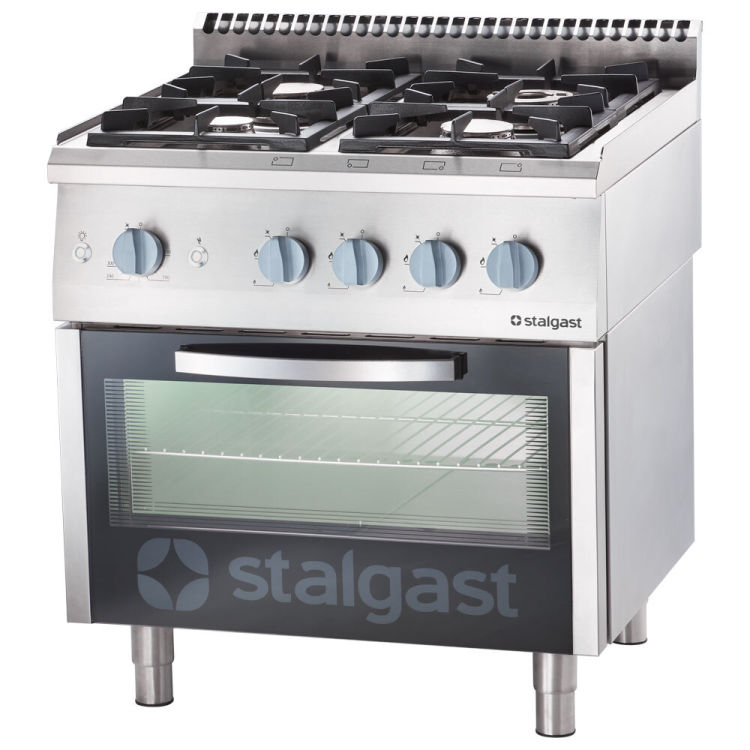 Cuisinière à gaz 4 brûleurs avec four à gaz (GN 2/1) Série 700 ND - G20, 4 brûleurs