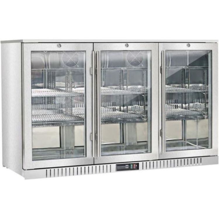 Bar Display Cooler, trois portes battantes, 1350x530x835 mm (LxPxH), acier inoxydable