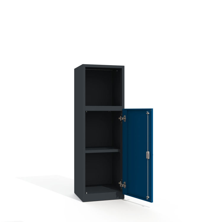 Büroschrank Premium 3 Fächer 1x offen 1 Tür mit anthrazitgrauem Korpus