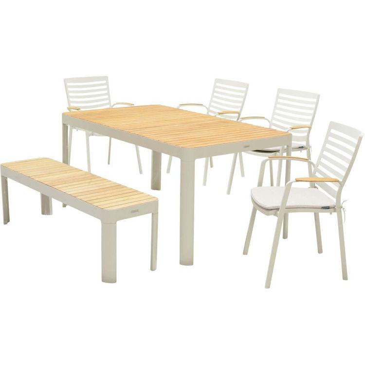 Gartenmöbel-Set 'Portals' 4 Stühle, 1 Bank, 1 Tisch