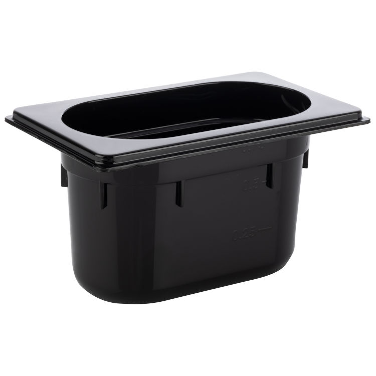 GN 1/9 Behälter 17,6 x 10,8 cm, Tiefe: 100 mm Polycarbonat, schwarz 1 Liter