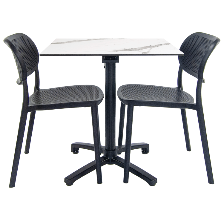 Set mobilier d'extérieur Diabolo avec 1 table rabattable et 2 chaises