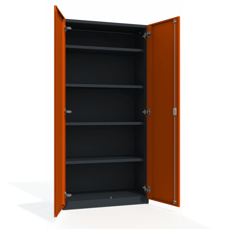 Büroschrank Premium 5 Fächer Flügeltüren mit anthrazitgrauem Korpus