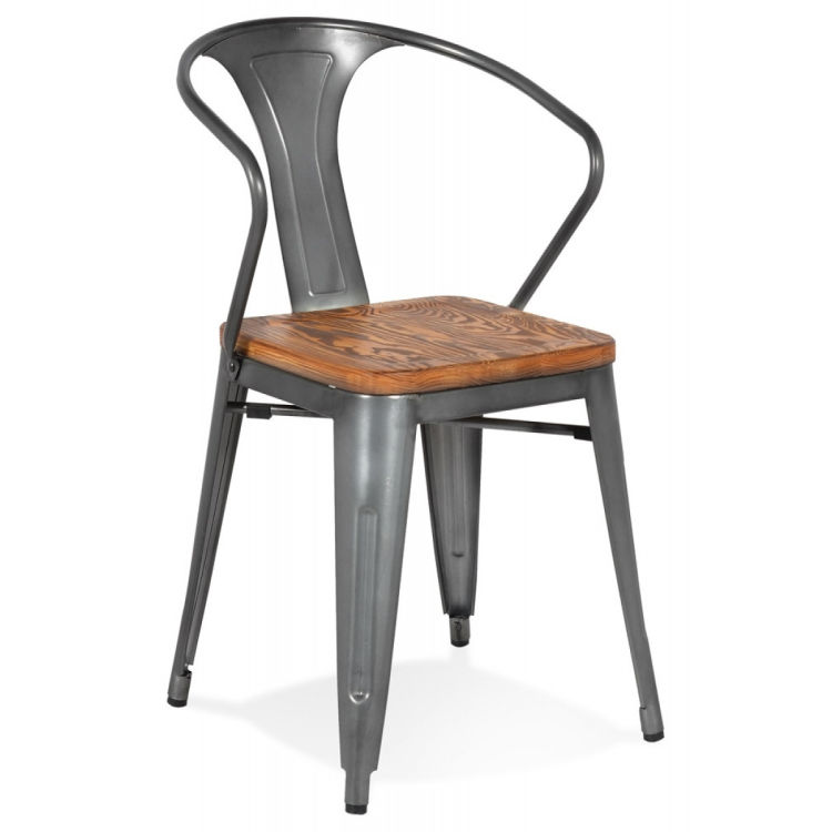 IndustrieStuhl METROPOLIS aus Metall und Holz