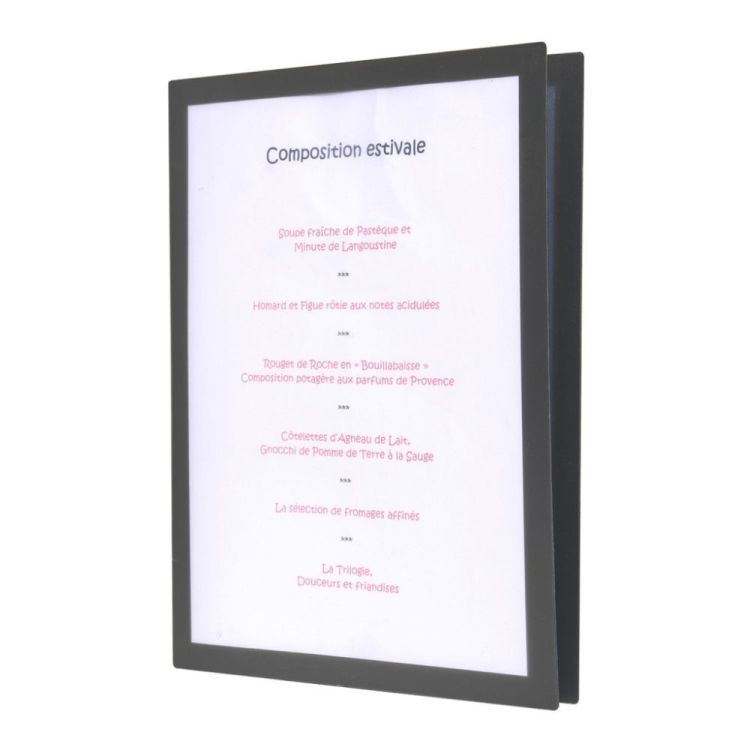 Speisekarten Restaurant aus Kunststoff im Format A4 Modell 4 Seiten.