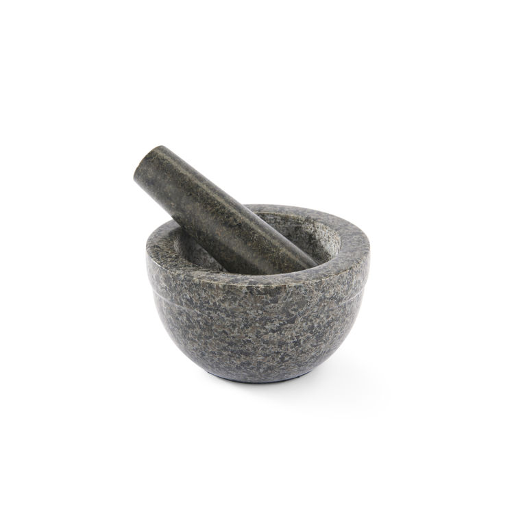 Granit Mörser Ø 14 cm mit Stößel / schwarz grau