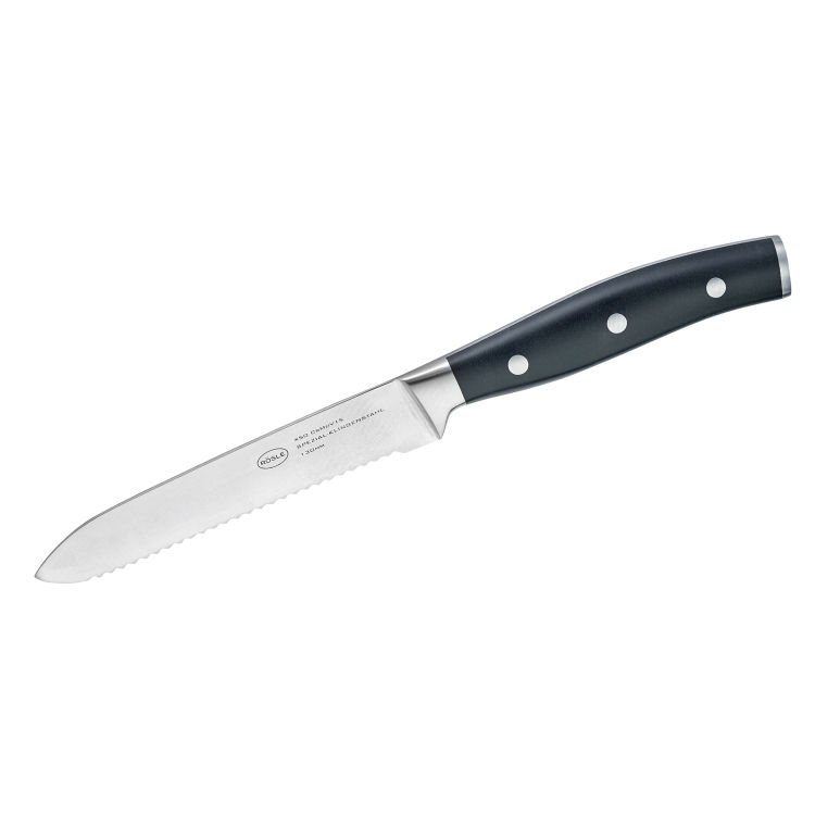 Universalmesser Tradition 13 cm Wellenschliff, Gri