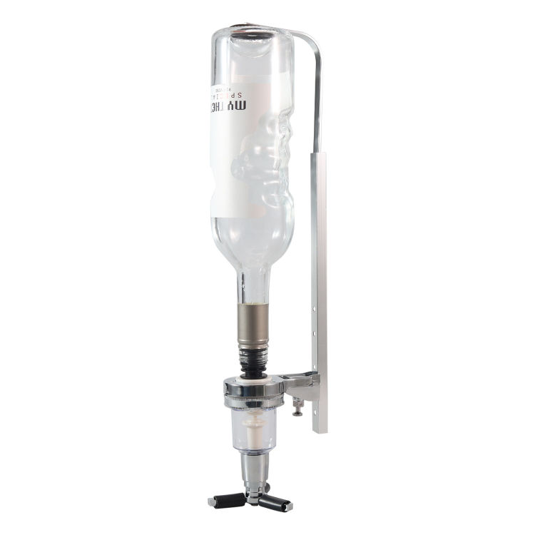 Support mural pour bouteilles avec bec verseur doseur de 30 ml, pour une bouteille, H. 240 à 350 mm