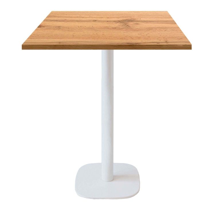 Tavolo alto Round quadrato base bianco - laminato legno & tinta unita