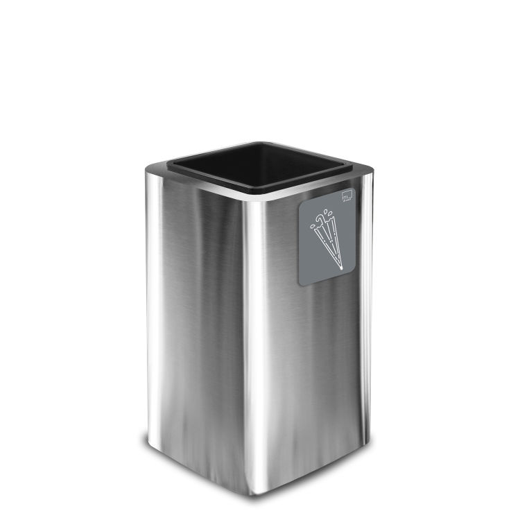 Stil Casa PURE Schirmständer, Edelstahl, 38x38xh. 65 cm, mit magnetischem Piktogramm, satiniert.