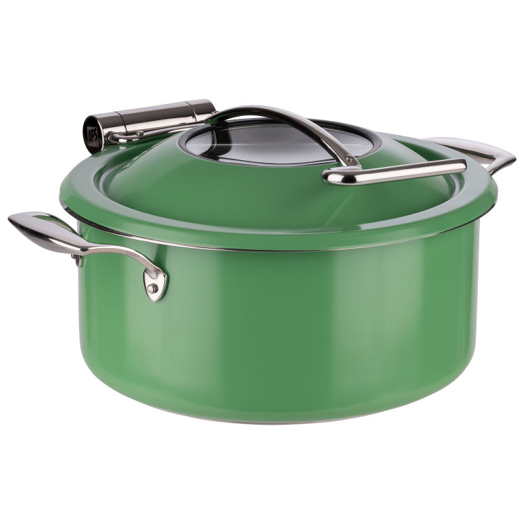 Chafing Dish, 4-tlg. Set Ø 30,5 cm, H: 17,5 cm 18/8 Edelstahl, schwarz Set bestehend aus: - 1 Topf (8 Liter) - 1 Speisenbehälter (4 Liter)