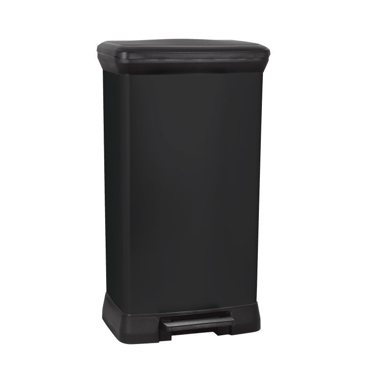 DECO bin METALLIC'S 50L mit Pedal, rechteckig, schwarz / schwarz metallic