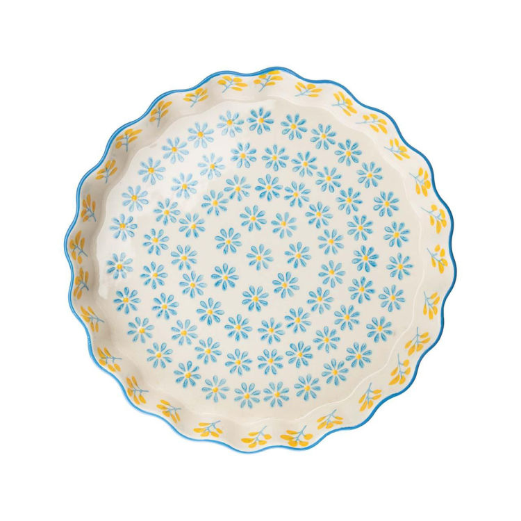 Quicheform 'FLORAL' 22 cm, aus Steinzeug, cream