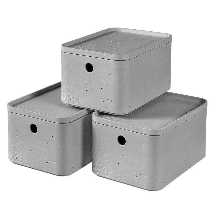 Lot de 3 boîtes Beton avec couvercle