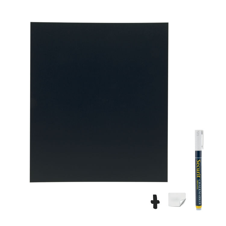 Wandtafel Schiefer - Silhouette Quadrat - Kreidestift und Klett-Kit für Wandmontage inklusive