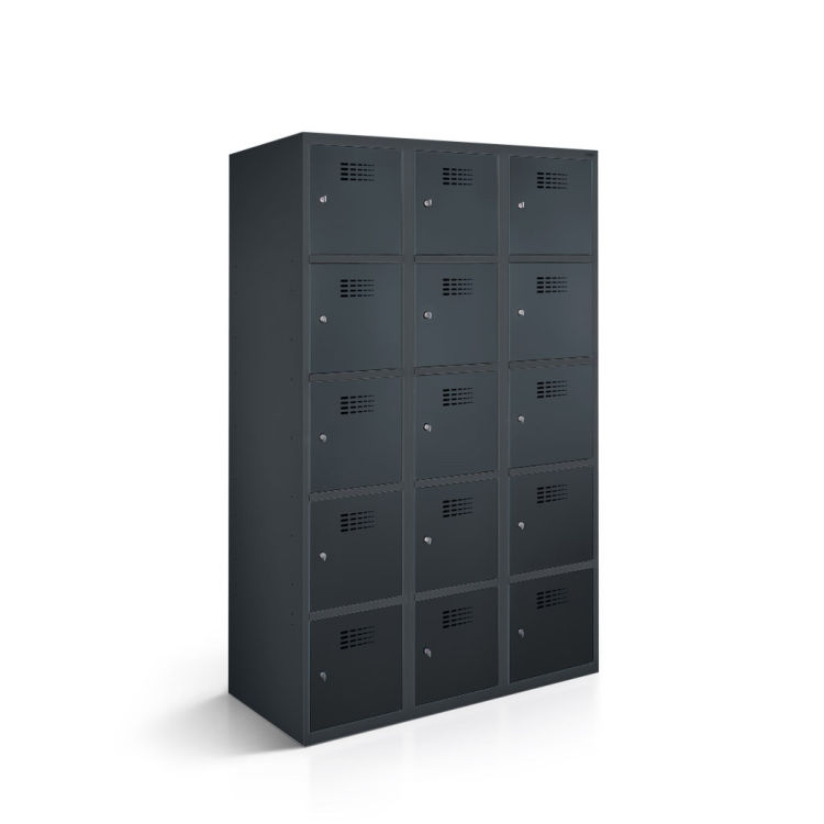 Fächerschrank 15 Fächer mit anthrazitgrauem Korpus