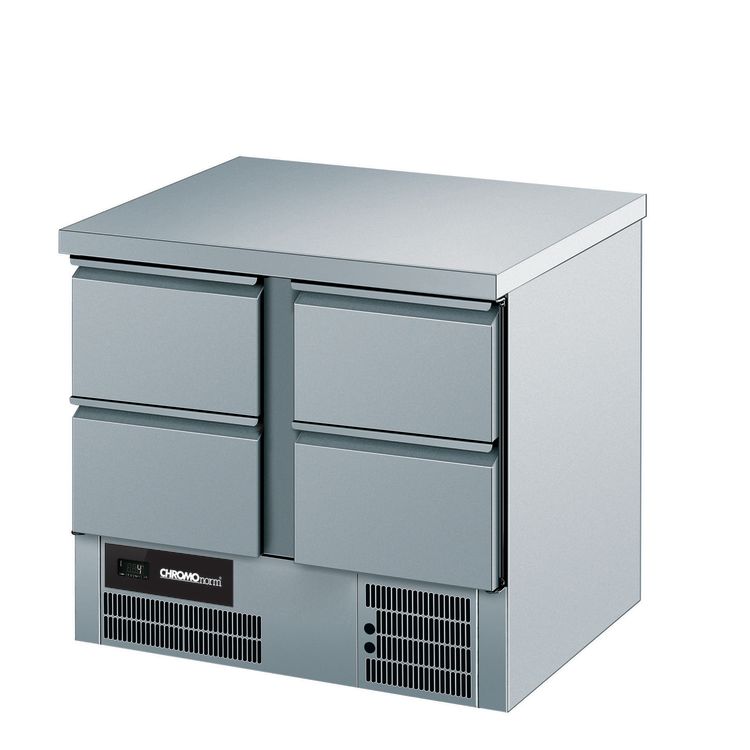 Kühltisch BR 795, GN 1/1, 4 Züge 1/2, mit Tischplatte Allseits Ab