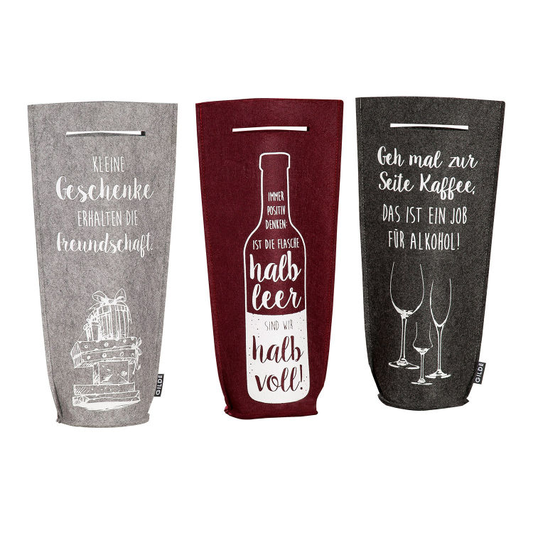 Weinflaschen-Tasche mit Spruch