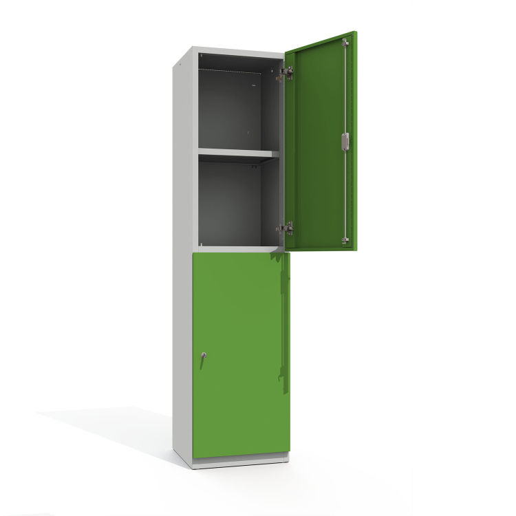 Büroschrank Premium 4 Fächer 2 Türen mit lichtgrauem Korpus