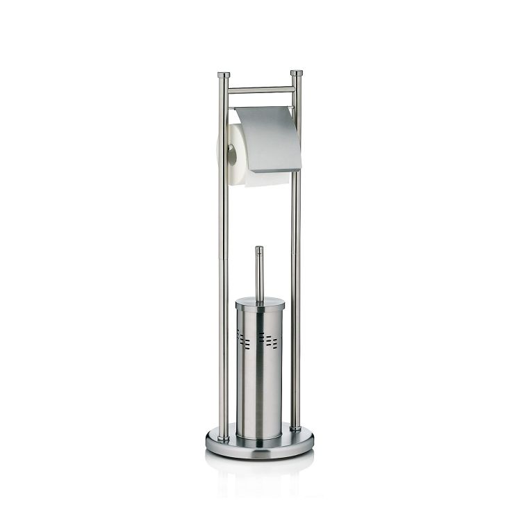 Porte-brosse Swing avec porte-rouleau inox argenté