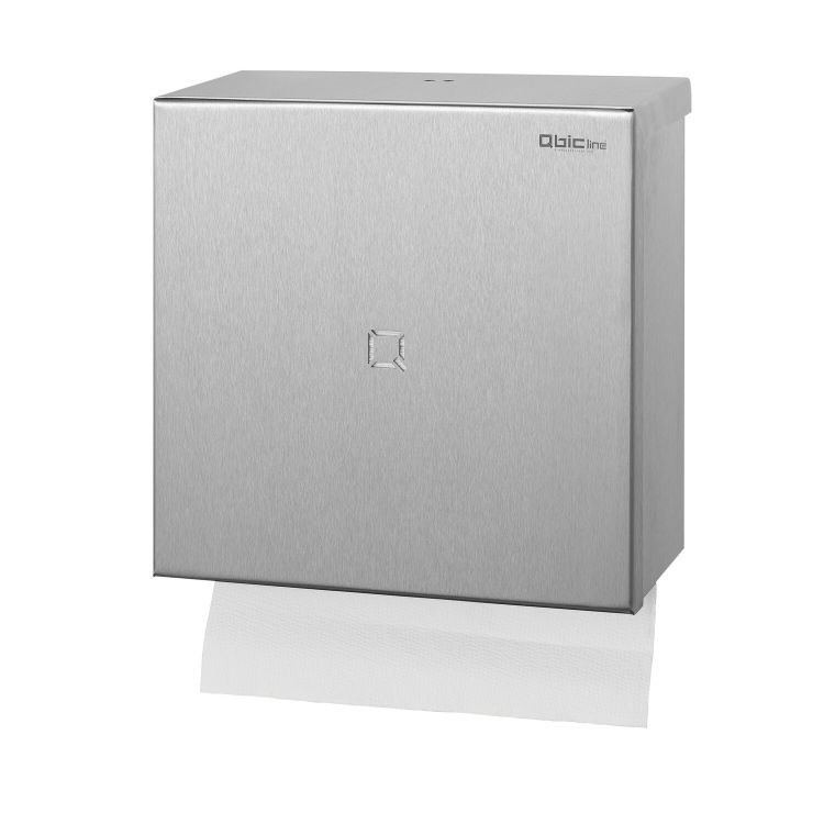 QBic Falthandtuchspender, Falthandtuchspender aus Edelstahl, für C, CZ & Z Falzhandt., verschließbar