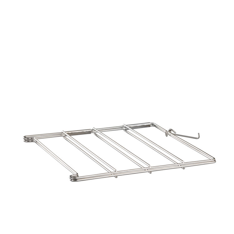 Gestell für 4 Pizzableche 26 x 25 cm, H: 26 cm Edelstahl für Pizzableche bis Ø 28 cm Abstand zwischen den Ebenen: 5,5 cm