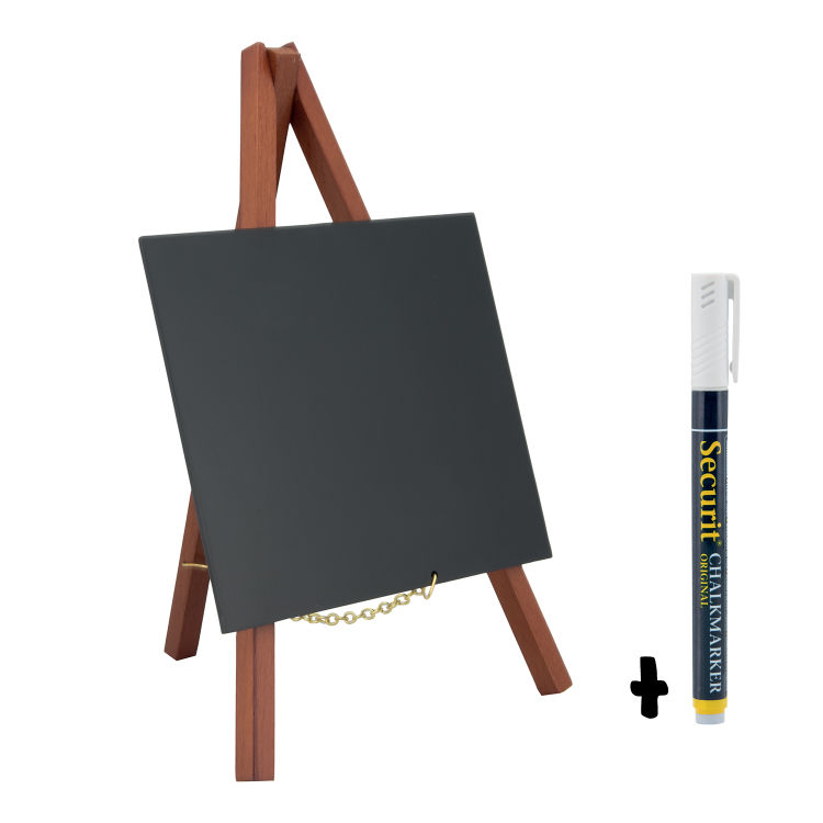 Mini-Tischtafel auf Staffelei – Holz mit Lack-Finish – Kreidestift inklusive