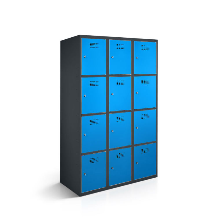 Fächerschrank 12 Fächer 3x4 mit anthrazitgrauem Korpus